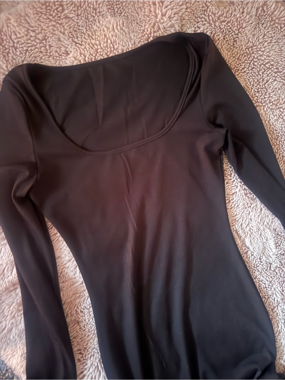 Black Long-Sleeve Scoop Neck Dress